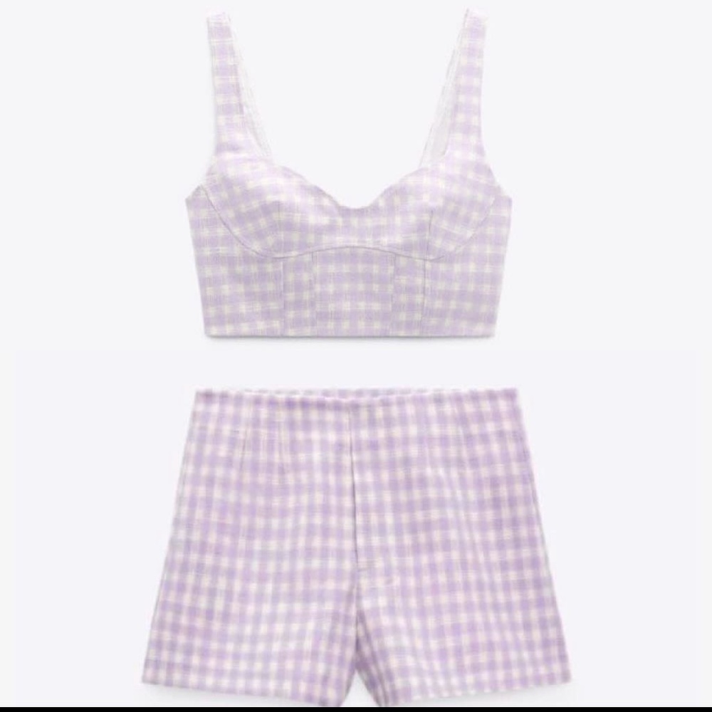 Zara Purple Gingham Co-Ord Set